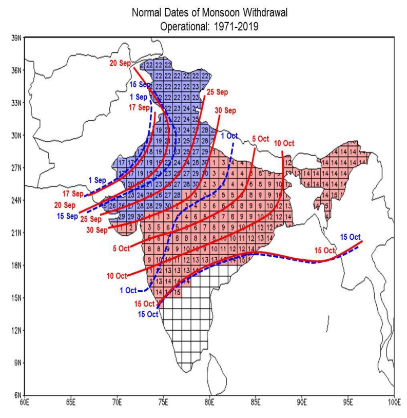 Monsoon Withrawal Dates