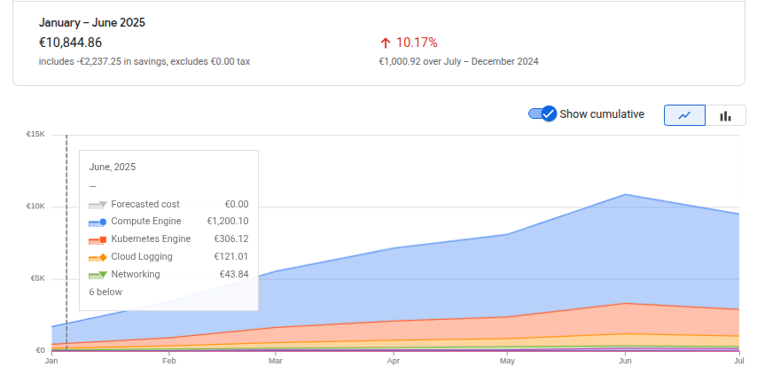 Infrastructure costs before optimization